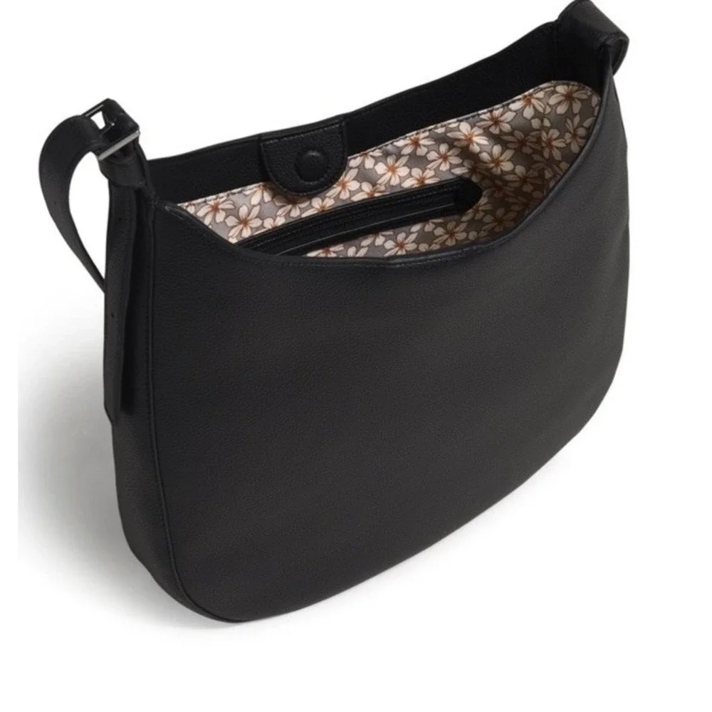 Vera Bradley Faux Leather Hobo Convertible Crossbody Moonlight Black